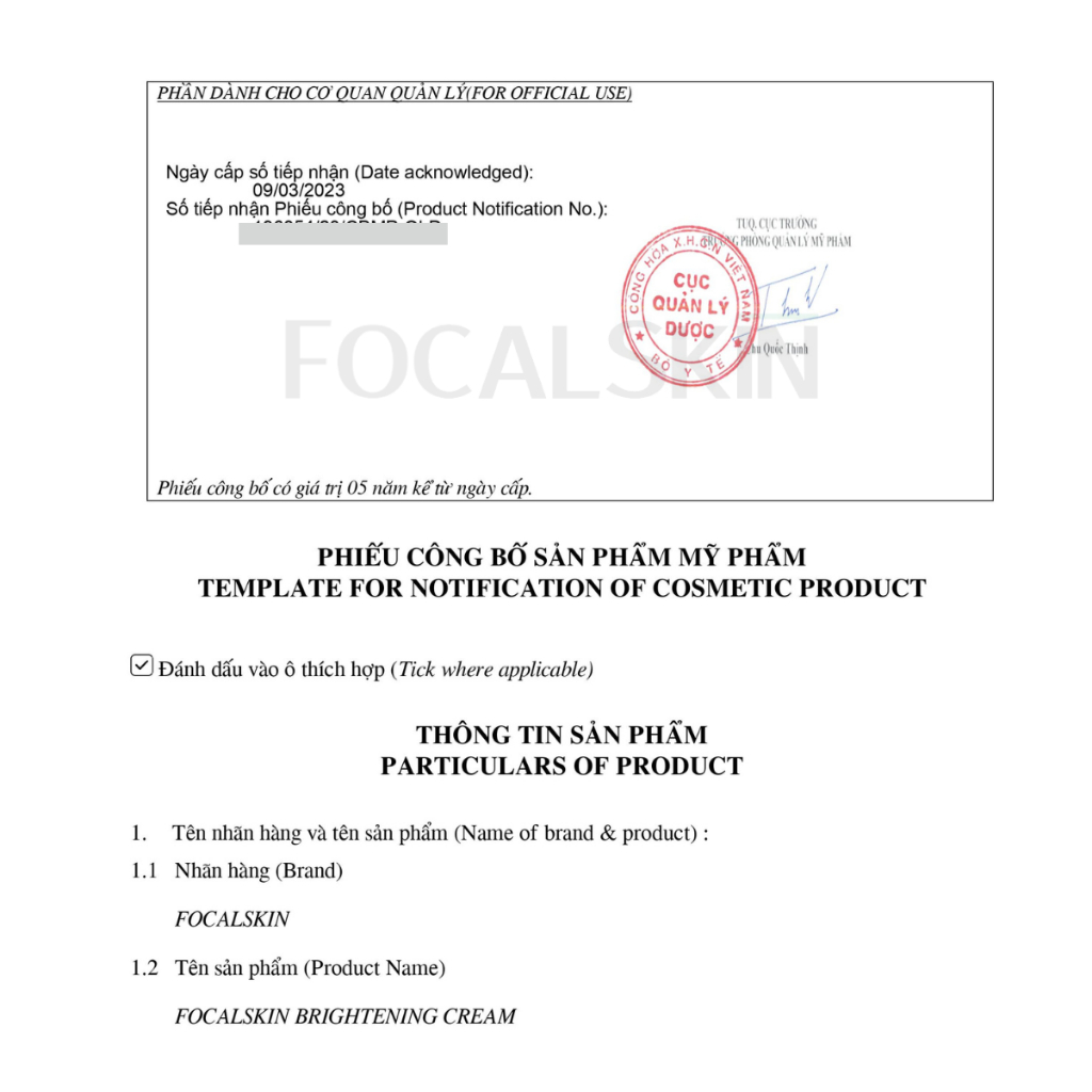 FOCALSKIN Kem Dưỡng Trắng Da Mờ Thâm Mụn Nám Đều Màu Da Vitamin C + Niacinamide +Tranexamic Acid 30g | BigBuy360 - bigbuy360.vn