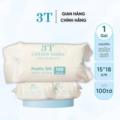 Gói 100 Tờ Khăn Khô 3T Pharma Dùng 1 Lần