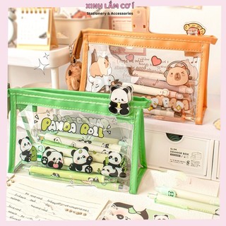 Túi Đựng Bút Capybara Trong Suốt Dạng Tam Giác Cute Dễ Thương, Sticker Tặng Kèm[Xinh Lắm Cơ Í]