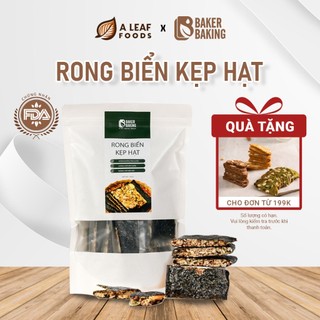 Rong biển kẹp hạt không đường Baker Baking tiện lợi, Thanh ăn vặt, ăn kiêng, eatclean tốt cho sức khỏe.