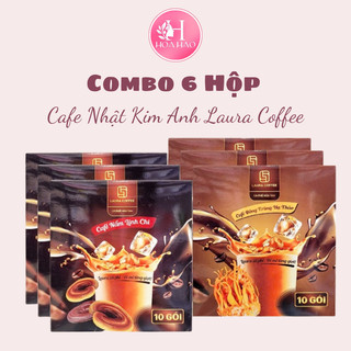 Combo 6 Hộp Cà phê Nhật Kim Anh cà phê hòa tan Đông Trùng Hạ Thảo và Nấm Linh Chi Laura Coffee