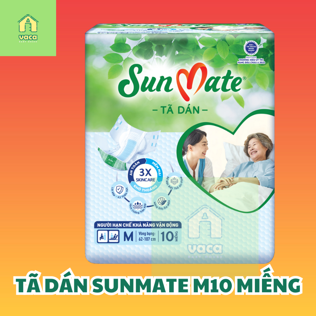 (Mẫu mới 2023) TÃ DÁN NGƯỜI GIÀ SUNMATE SIZE M10 MIẾNG/ M18 MIẾNG TIẾT KIỆM
