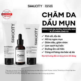 Bộ sản phẩm chăm da dầu mụn cho nam Men Stay Simplicity Acne Relief Skincare Trio giảm mụn an toàn