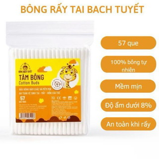 Tăm bông trẻ em Bông Bạch Tuyết đầu tròn gói 57 que