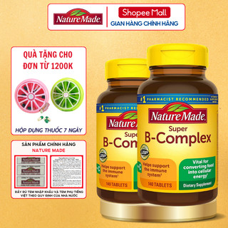 Combo bổ sung vitamin B Nature Made Super B-Complex giúp tăng cường chuyển hóa năng lượng 140 viên của Mỹ