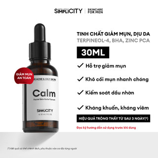 Serum giảm mụn làm dịu da cho nam Men Stay Simplicity Calm Skin Relief Facial Serum 30ml