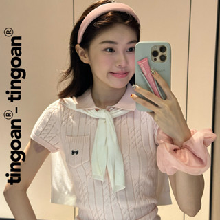 TINGOAN® - Áo len xù POLO cổ bẻ hồng phối túi ngực POLO BABY TOP/PK (không bao gồm khăn choàng cổ)