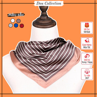 [Nowship2h] Khăn Lụa Vuông (Khăn Turban) Cao Cấp Kẻ Sọc Nhiều Màu Đồng Phục - Chất Liệu Chiffon - 70x70cm - Mã KL019