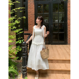 Đầm trắng dáng dài xếp ly tiểu thư thalia dress - midsummer