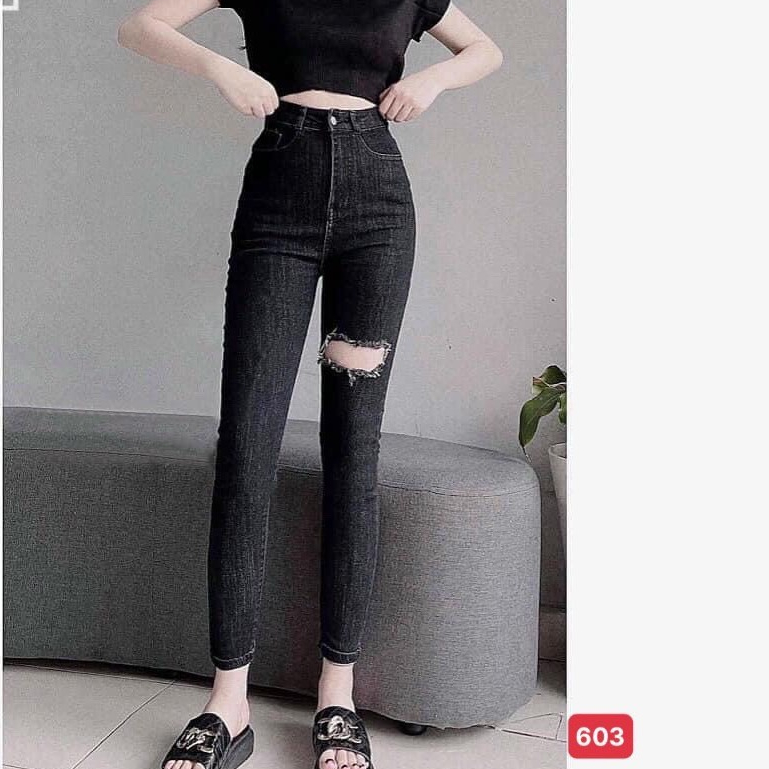 Quần jean nữ co giãn, quần bò lưng cao 9 tấc dáng ôm body cạp cao nhiều mẫu Bi_shop 173 ms600