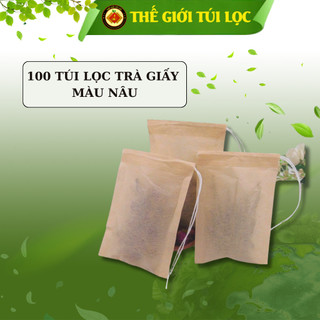 Túi lọc trà, thảo dược PHUKIENTUILOC làm bằng Giấy có dây rút, màu nâu-nhỏ gọn, Combo 100 túi