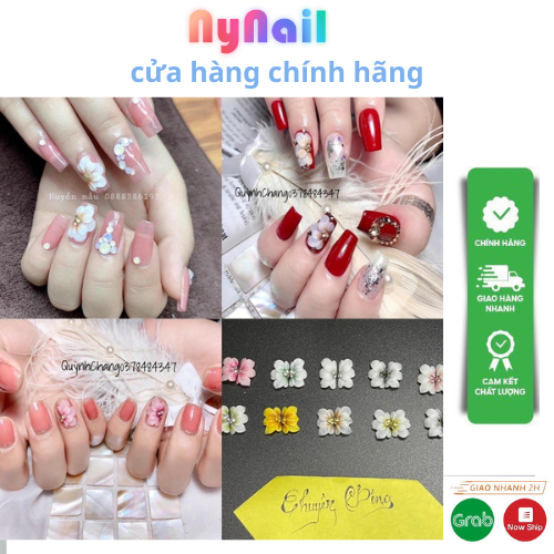 Hoa Bột nail” sét 10 bông cúc đính đá”