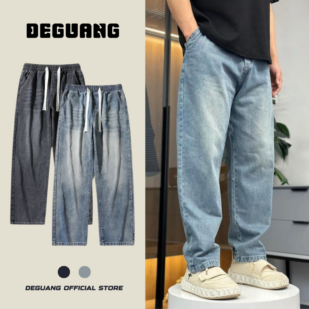 Quần Jean Nam Ống Rộng Dáng Suông Quần Bò Cạp Cúc Chun Mặc Đi Làm Đi Chơi Thoải Mái [BGJ-006XS]