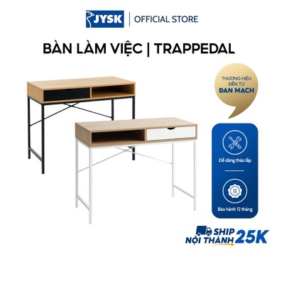 Bàn làm việc | JYSK Trappedal | kim loại/ gỗ công nghiệp | đen/trắng | R48xD95xC76cm