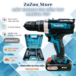 Máy khoan cầm tay pin Makita 72v GONA, 3 chức năng khoan tường,bắt vít,khoan sắt tặng 24 phụ kiện-GONA027