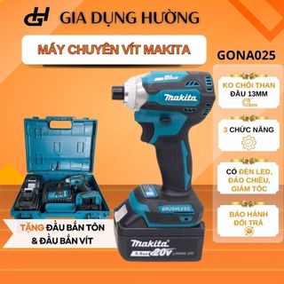 Máy vít Makita pin15Cell, pin10Cell kèm phụ kiện, động cơ không chổi than tặng đầu bắn vít bắn tôn chất lượng - GONA025