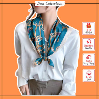 [Nowship2h] Khăn Lụa Vuông (Khăn Turban) Cao Cấp Họa Tiết Dây Xích Sang Trọng  - Chất Liệu Chiffon - 70x70cm - Mã KL001