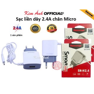 Sạc điện thoại Hammer 2.4A  chân cắm Micro, có thêm cổng USB dự phòng, Kim Ánh bảo hành chính hãng 12 tháng
