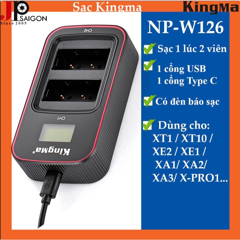 SẠC ĐÔI VER 3 KINGMA  THAY THẾ CHO FUJIFILM NP-W126