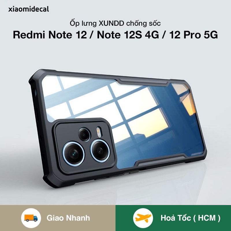 Ốp lưng XUNDD Redmi Note 12 4G / 5G / Note 12S 4G / 12 Pro 5G mặt lưng trong suốt, viền TPU, chống s