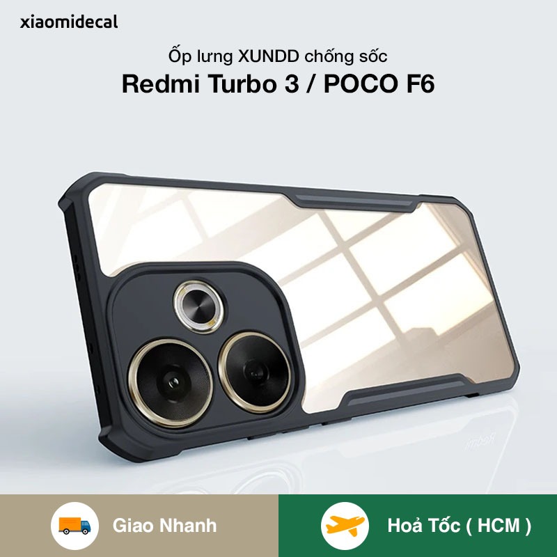 Ốp lưng XUNDD Redmi Turbo 3 / POCO F6 mặt lưng trong suốt, viền TPU, chống sốc