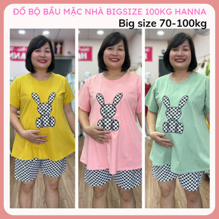 Đồ bộ bầu mặc nhà vải thun cotton lạnh có size 70-100kg siêu mát dễ thương cho mẹ trẻ có thun chỉnh