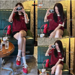 Áo thun adidasslogo thêu phối line sọc hottrend 2024 - áo phông cotton 100% form unisex