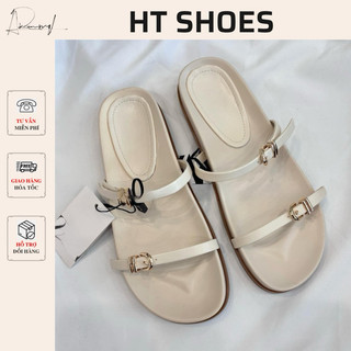 (Sẵn)Sandal quai mảnh phối khoá ZR màu trắng kem đế 2cm phong cách năng động trẻ trung cho mùa hè mẫu mới hot #7855-6