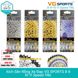 Xích sên rỗng xe đạp vg sports 8 9 10 11 speed 116l - thép molypden