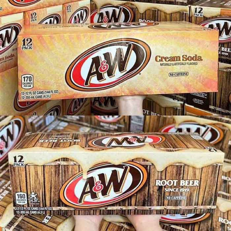 🥤THÙNG 12 LON NƯỚC NGỌT CÓ GA XÁ XỊ VỊ NGUYÊN BẢN & VỊ KEM SODA CỦA MỸ A&W ROOT BEAR - CREAM SODA LO