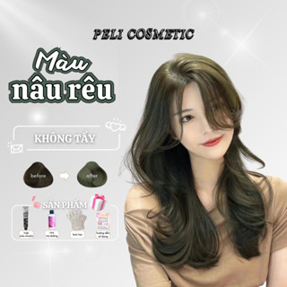 Thuốc nhuộm tóc màu NÂU RÊU  [ tặng kèm oxy trợ dưỡng và bao tay ]