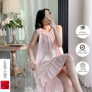 Đầm Ngủ Lụa,Váy Lụa Mặc Nhà Tiểu Thư Dáng Babydoll