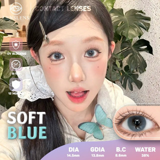 Lens Mắt Kính Áp Tròng Xanh Dương Tan Viền Tự Nhiên Soft Blue 14.5