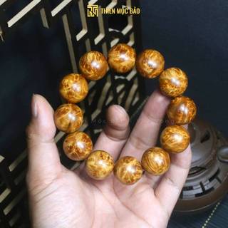 Vòng tay gỗ Nu Hoàng Bách (Nu Bách xanh Hà Giang) 20 li cao cấp - Gỗ già trăm tuổi, thơm đậm, vân đẹp | Thiên Mộc Bảo