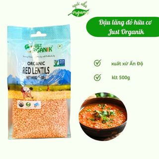 Đậu lăng đỏ hữu cơ 500g just organik organic red lentils