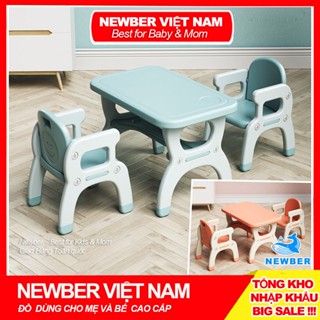 Bộ bàn học cho bé, Bàn ghế trẻ em nhựa nguyên sinh cao cấp dày dặn chắc chắn, 2 in 1 làm bàn ăn