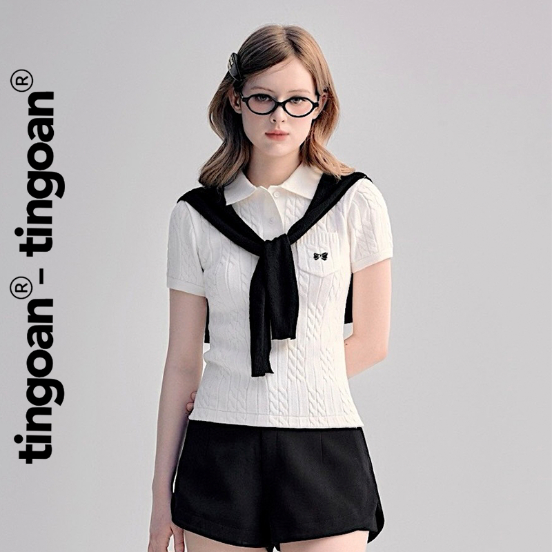 TINGOAN® - Áo len xù POLO cổ bẻ trắng phối túi ngực POLO BABY TOP/WH (không bao gồm khăn choàng cổ) | BigBuy360 - bigbuy360.vn