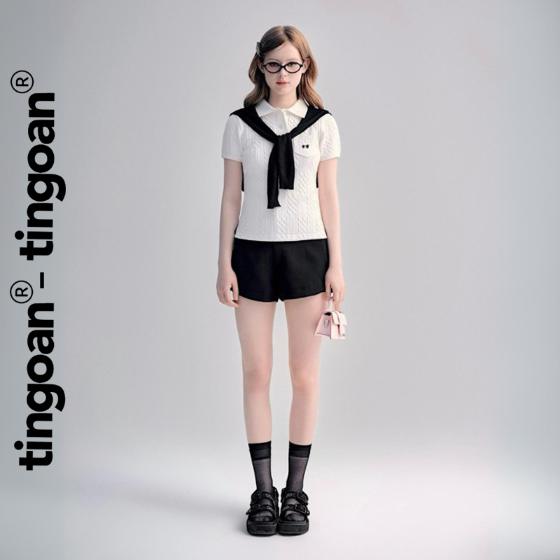 TINGOAN® - Áo len xù POLO cổ bẻ trắng phối túi ngực POLO BABY TOP/WH (không bao gồm khăn choàng cổ) | BigBuy360 - bigbuy360.vn