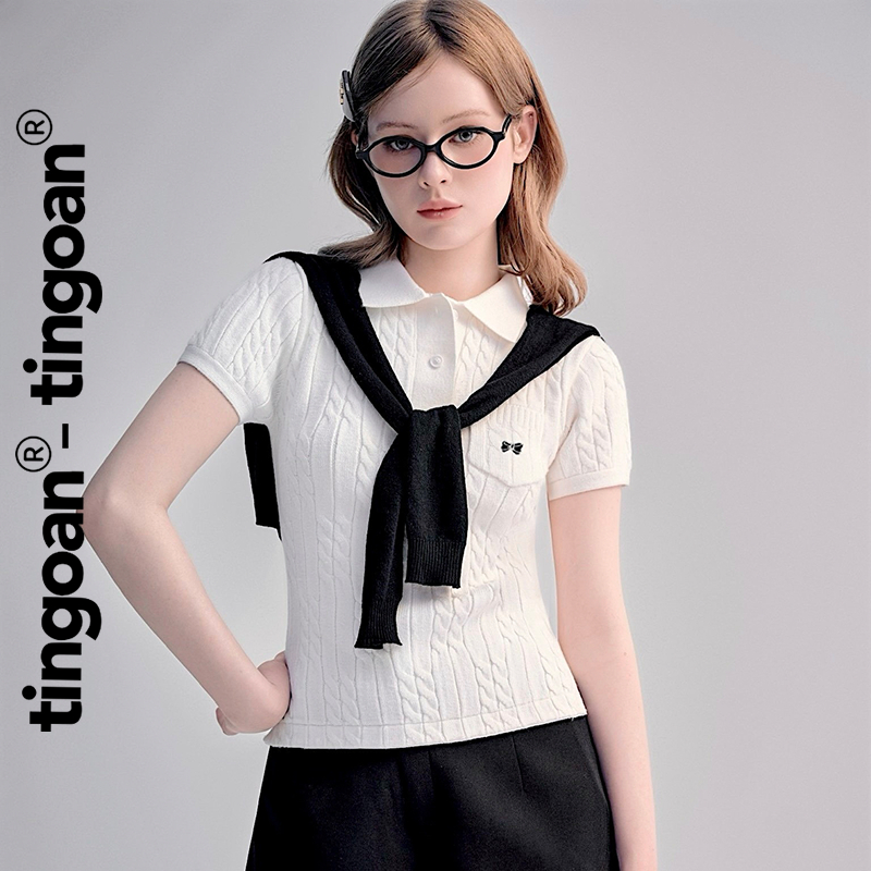 TINGOAN® - Áo len xù POLO cổ bẻ trắng phối túi ngực POLO BABY TOP/WH (không bao gồm khăn choàng cổ) | BigBuy360 - bigbuy360.vn