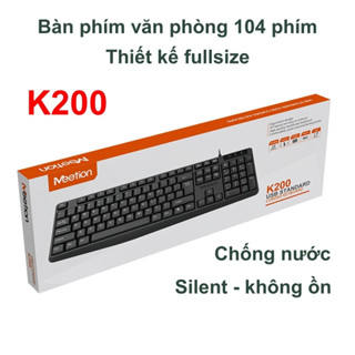 Bàn phím văn phòng chống ồn K200 MeeTion 104 phím thiết kế Ergonomic keycap gia công UV độ bền cao