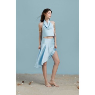OLALASTUDIOxSIATELIER Set lụa gồm áo cổ yếm và chân váy vạt xéo MƠ MÀNG SET
