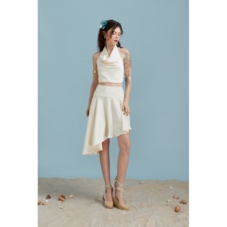 OLALASTUDIOxSIATELIER Set lụa gồm áo cổ yếm và chân váy vạt xéo MƠ MÀNG SET