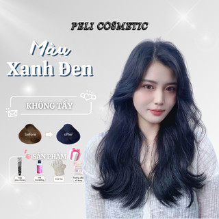 Thuốc nhuộm tóc màu XANH ĐEN  [ tặng kèm oxy trợ dưỡng và bao tay ]