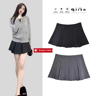 Chân Váy Ngắn Xếp Ly To QIIEN, Chân Váy Xếp Ly To Chất Ruby QCCC Lên Form Siêu Xinh CV028