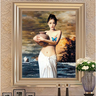 Tranh Đính Đá ABC 3D Thiếu Nữ LG1424 , DF2300 (KHÁCH TỰ ĐÍNH) KT:58X70CM