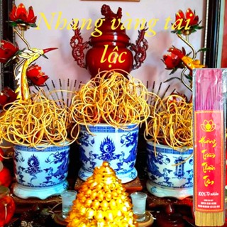 100 Nén Nhang Thảo Mộc Thơm Cao Cấp - Nhang Tài Lộc - Hương Sạch Tàn Cong Giữ Tàn Vàng Óng Chiêu Tài Lộc