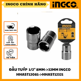 Đầu tuýp 1/2 inch ingco 8mm->32mm hhast12081->hhast12321 hàng chính hãng