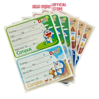 Tệp 12 Nhãn vở Campus - Doraemon - Có sẵn keo dính