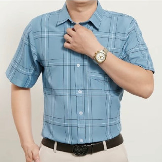 Áo sơ mi nam caro ngắn tay có túi lụa hàn chống nhăn