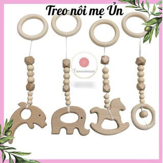 Đồ chơi cho bé sơ sinh - sét 4 đồ chơi bằng gỗ treo kệ chữ a cho bé